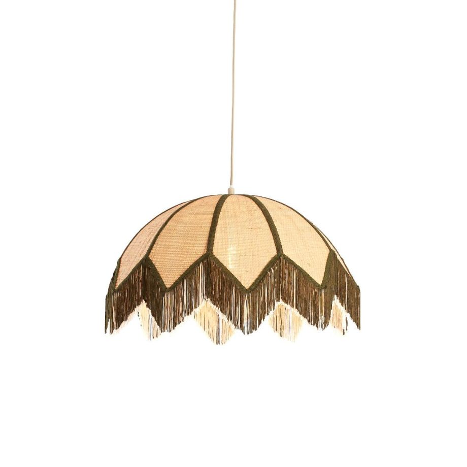 Sulina hanglamp ø55x36,5 cm raffia - naturel+groen