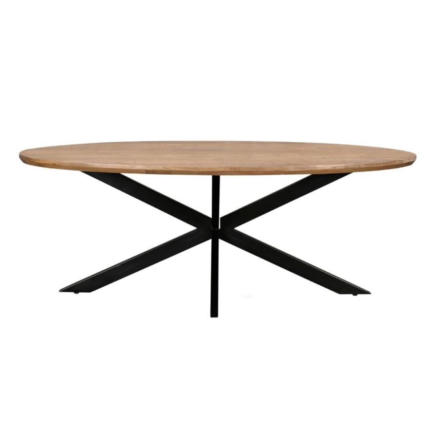 Jesper ovale eettafel - 160 cm - mangohout - naturel