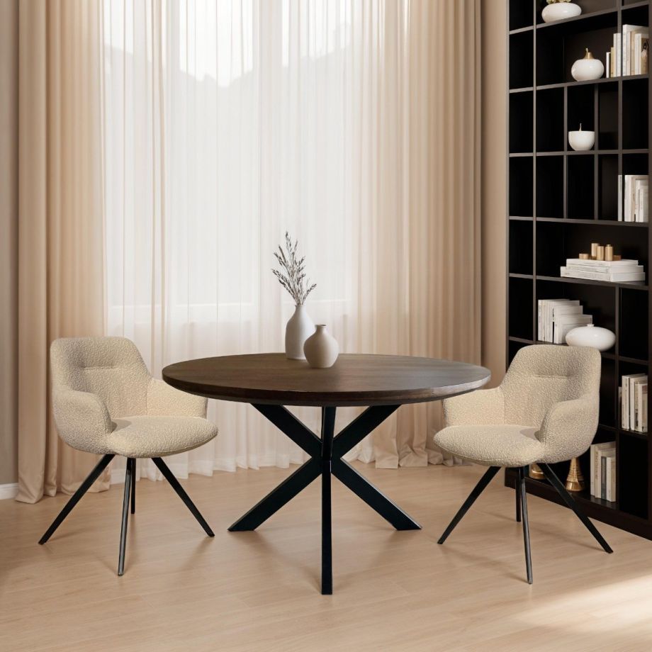 Jesper ronde eettafel - Ø130 cm - hout - bruin