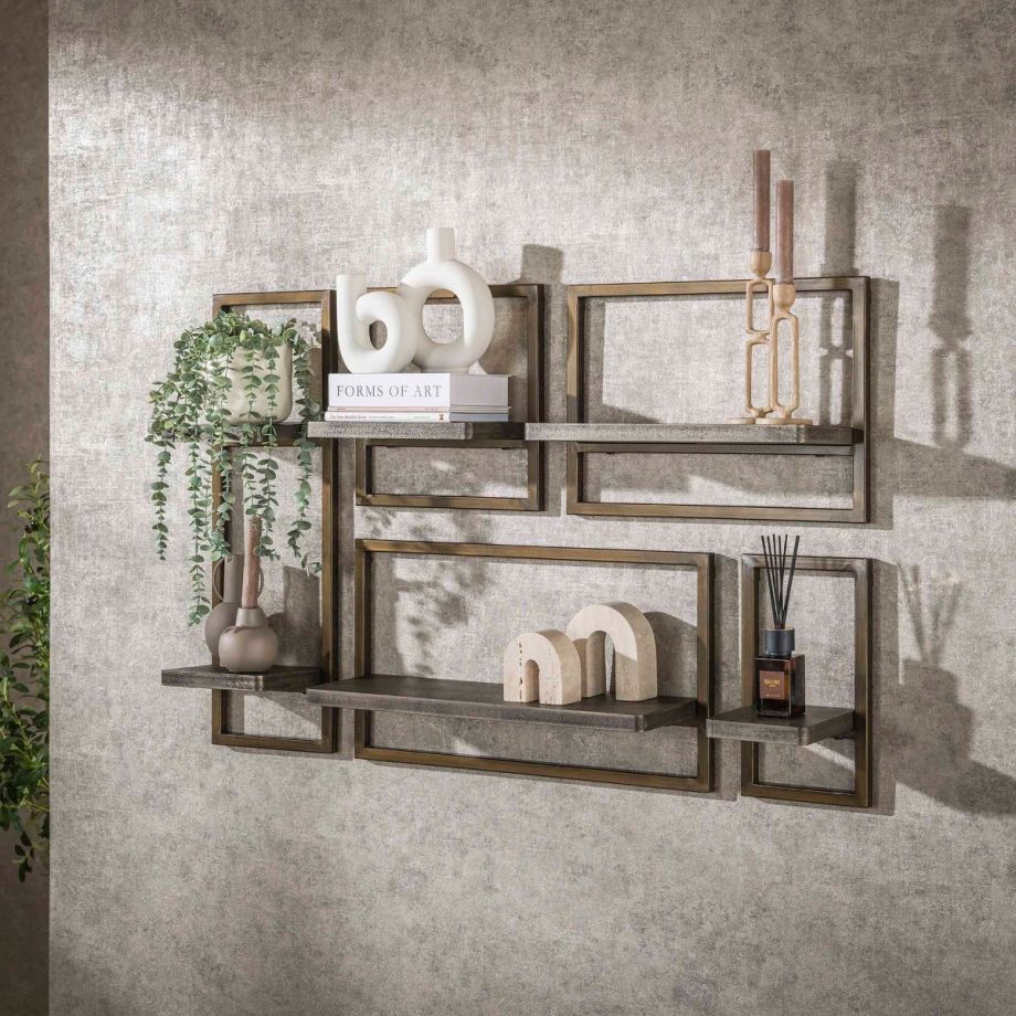 Nowi wandschap set van 5 - brons antiek