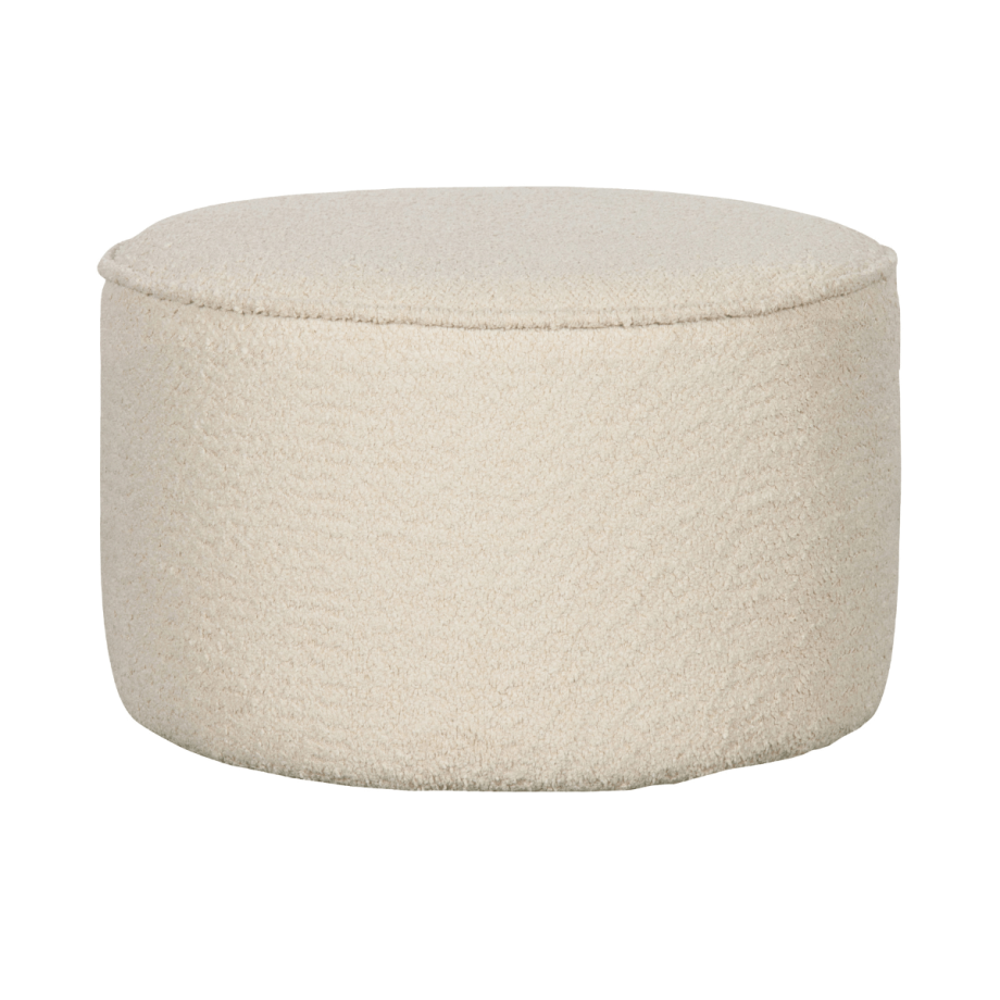 Sara poef laag bouclé creme van het woonmerk Woood