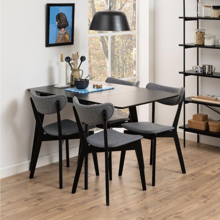 Nøra Kyan eetkamerstoel | zwart oak onderstel | stof Spirit - grijs