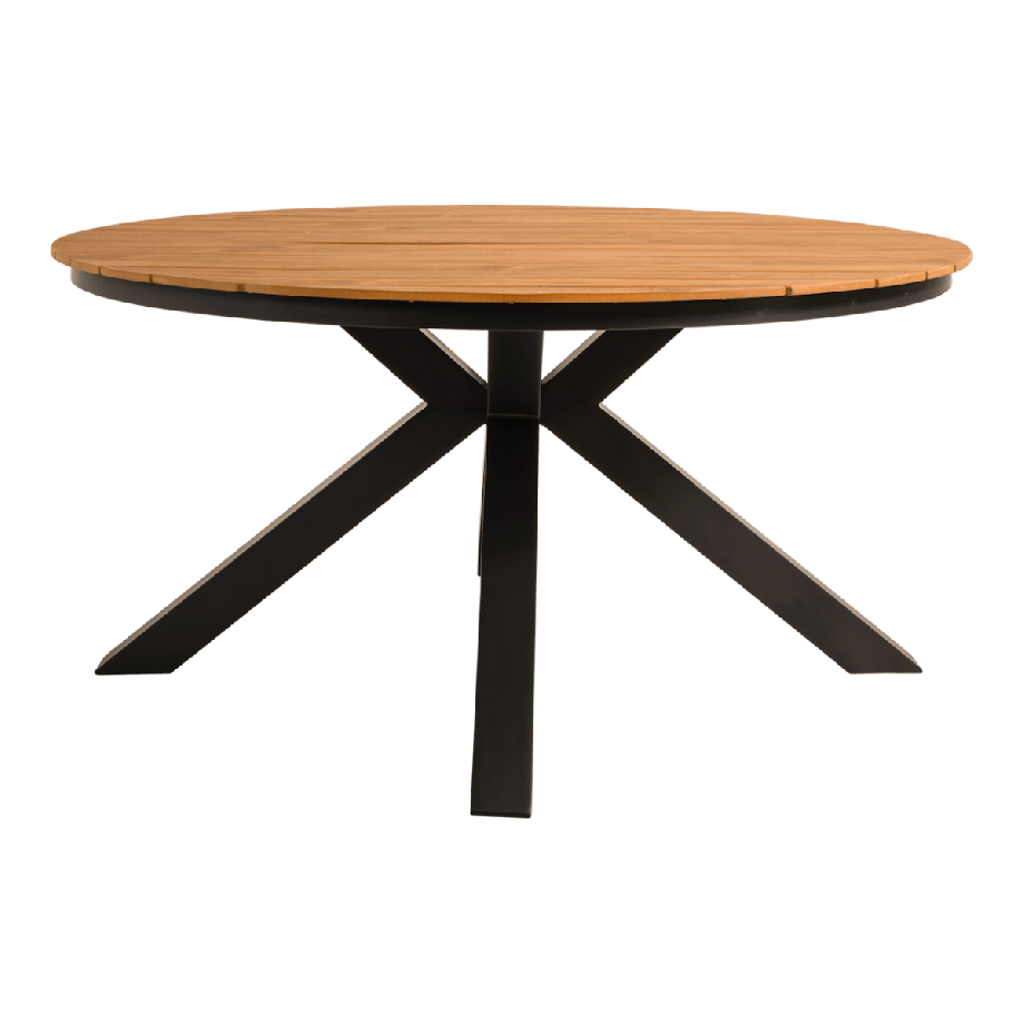 Arezzo tuintafel rond polywood teaklook 120 cm