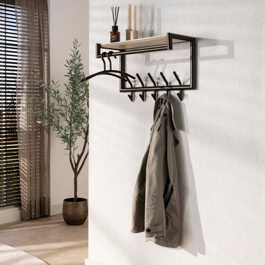 Fraaai Felice kapstok 2x5 haken - bruin