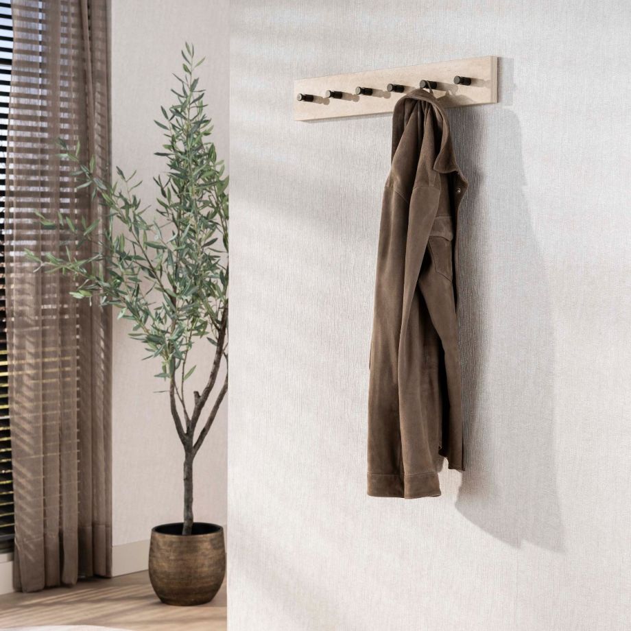 Bruno kapstok 6 haken keramiek - beige