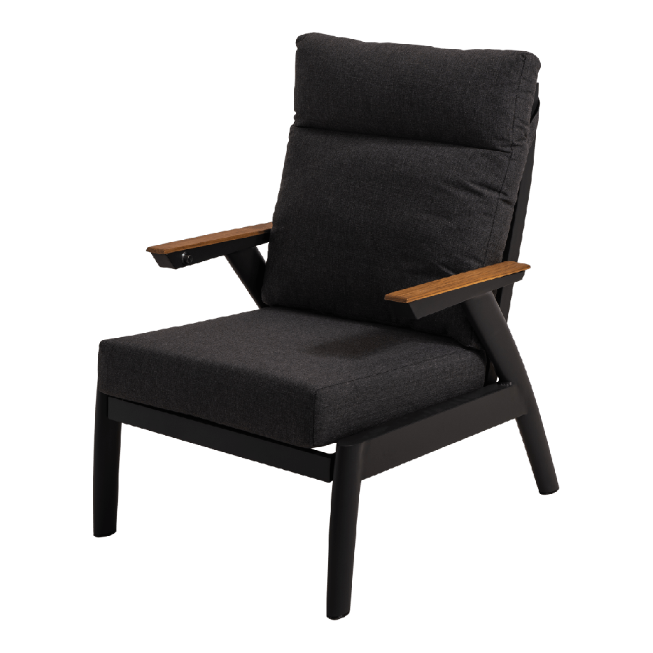 Loungestoel Florence Alu - zwart