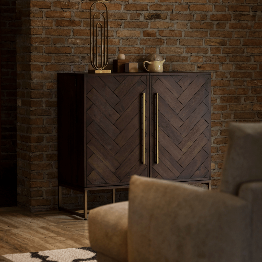 Dutchbone Class wandkast 50x100x100 cm bruin/goud