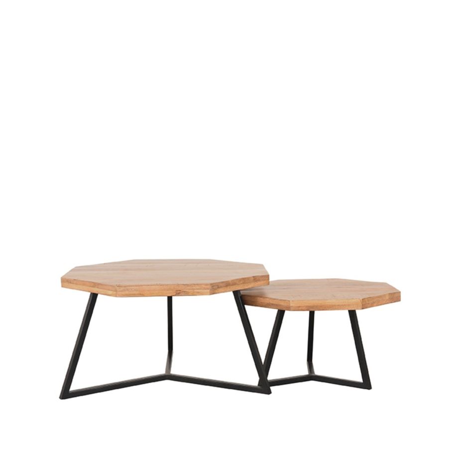 Figure salontafel 70x70 cm mangohout | set van 2