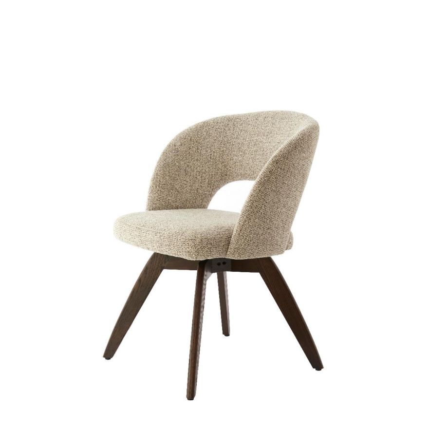 Flen eetkamerstoel hout - donkerbruin+crème bruin