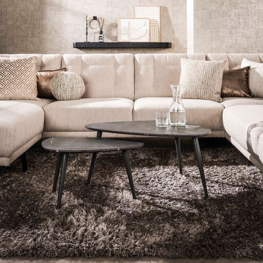 Fraaai Connie salontafel set van 2 peer vorm - zwart/bruin - OUTLET B