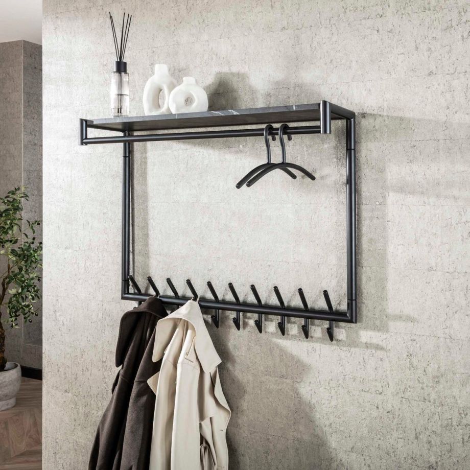 Weiss kapstok 20 haaks hoog roede-hoedenplank -  zwart/bruin