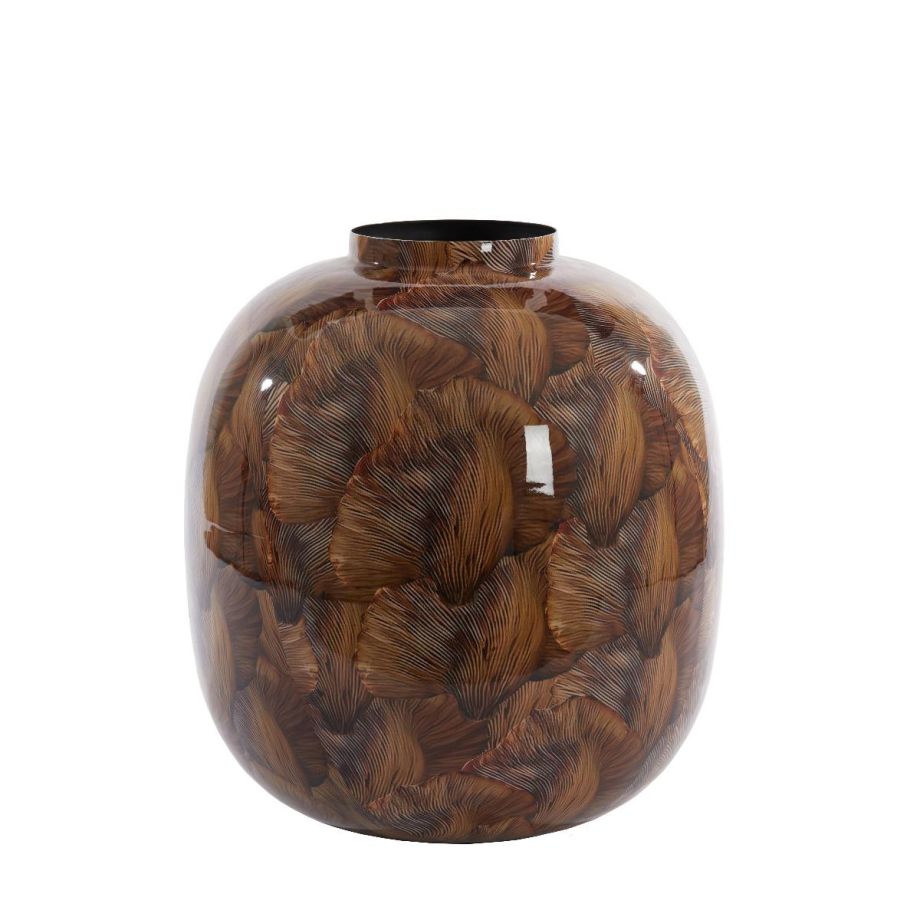 Milos vaas deco Ø37x40 cm - bruin/licht bruin