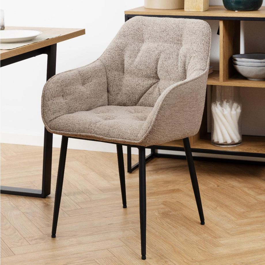 Nøra Kari armstoel | zwart metaal onderstel | stof Monza