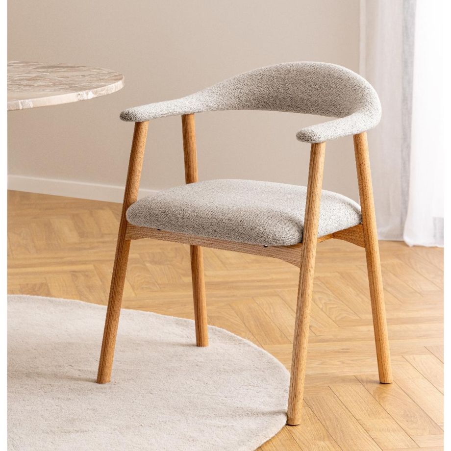 Lykke armstoel | naturel oak onderstel | stof Monza