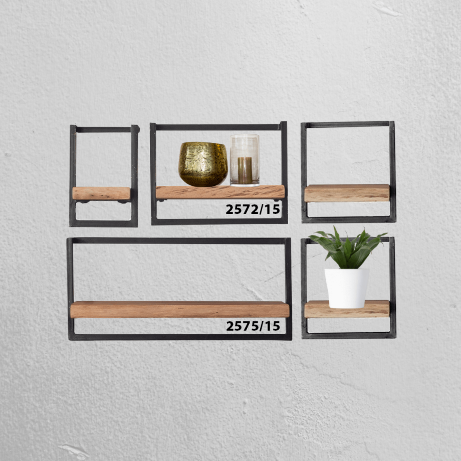 Woody metaal wandplank - bundel set van vijf 100x65 cm