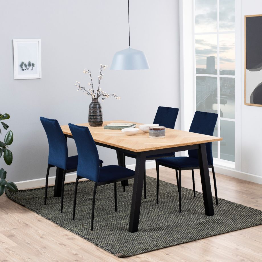 Nøra Seno eetkamerstoel | zwart metaal onderstel | stof Dublin