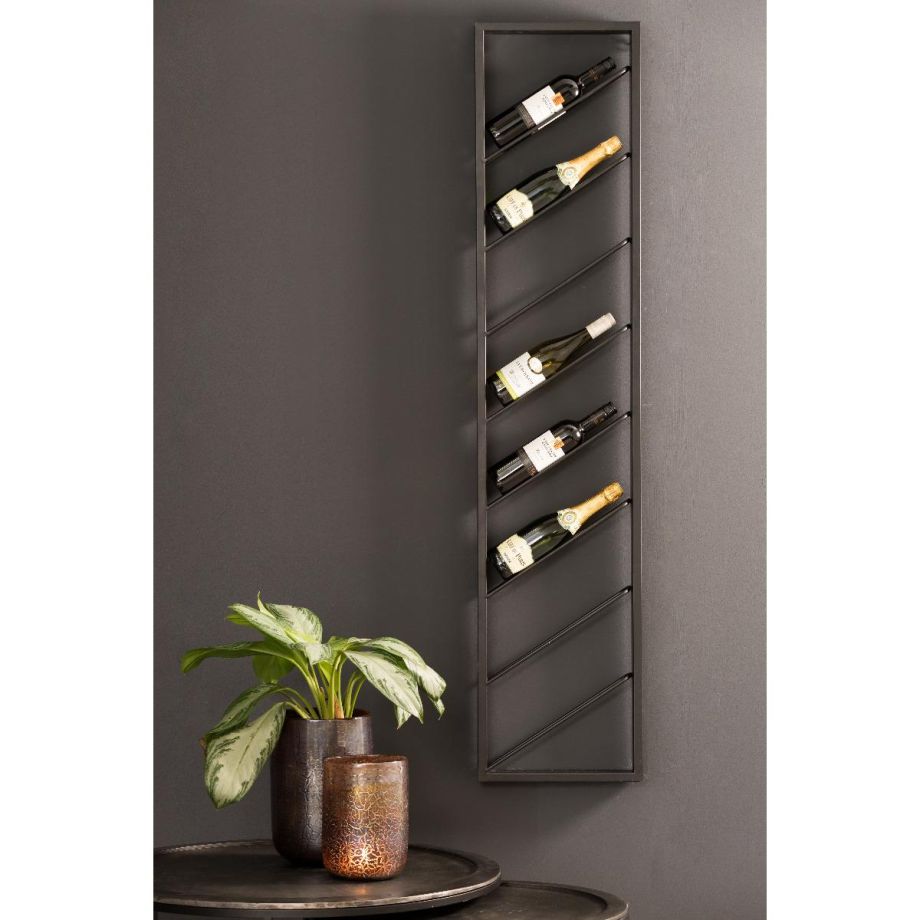Malbeo wijnrek 8 flessen 36x6x160 cm - zwart