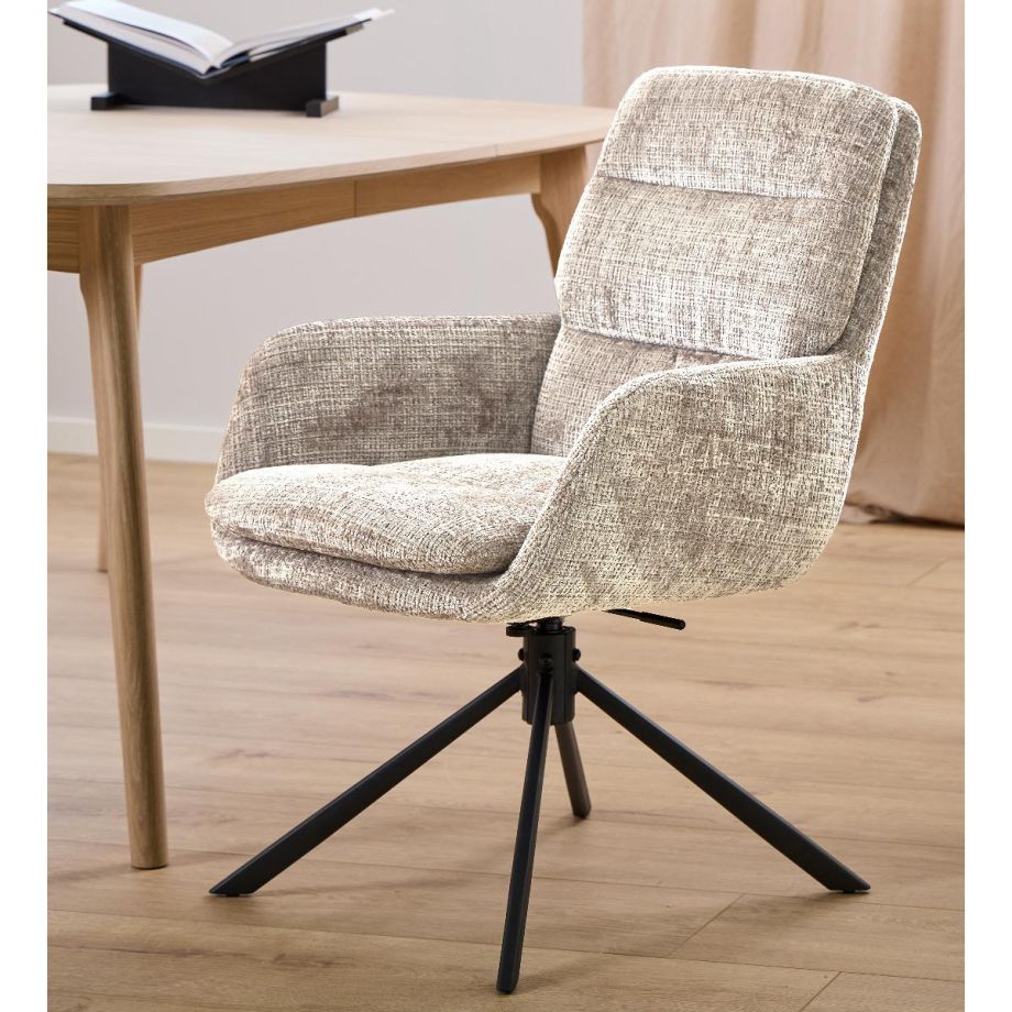 Sila draaibare armstoel | zwart metaal onderstel | stof Juto