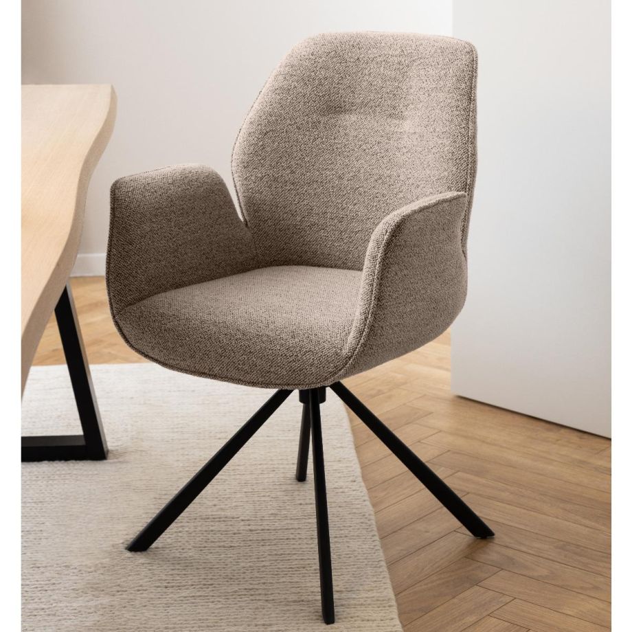 Nøra Luma draaibare armstoel | zwart metaal onderstel | stof Monza