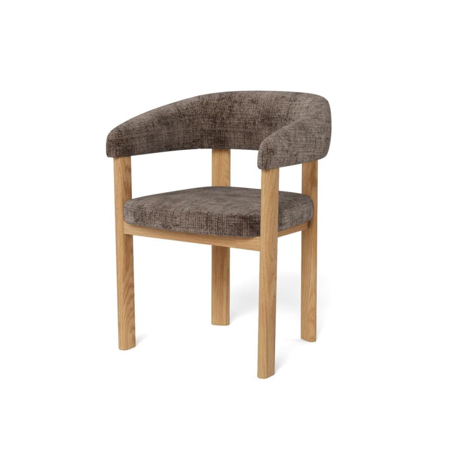 Nøra Pippa armstoel | zwart metaal onderstel | stof Juto - bruin