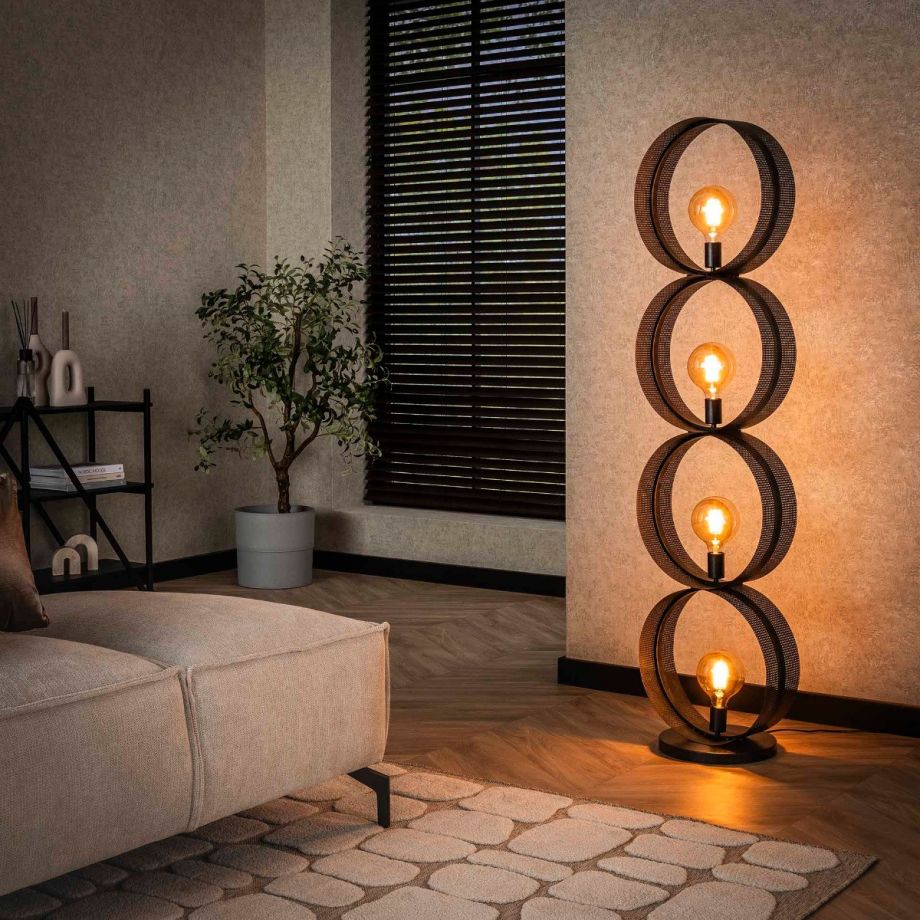 Guus vloerlamp 4L ring geperforeerd - charcoal