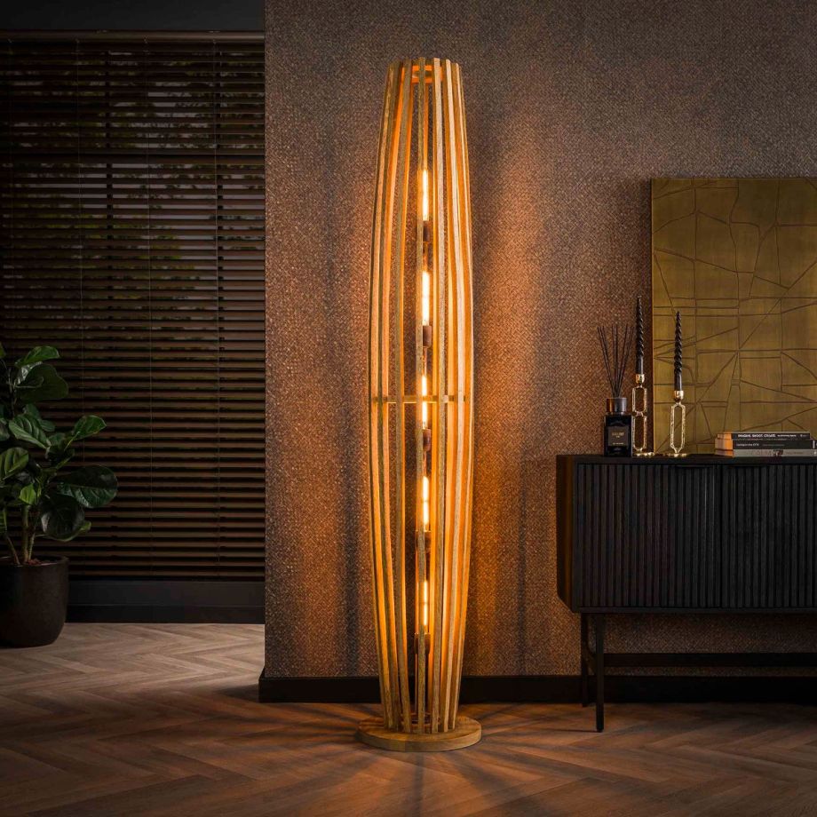 Stevie vloerlamp 5L orbit XL - massief mango naturel