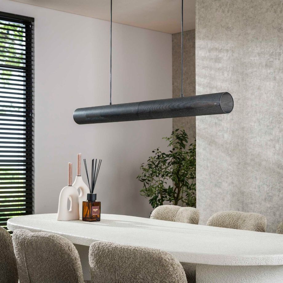 Dewi hanglamp 120 cm tube mesh - artic zwart