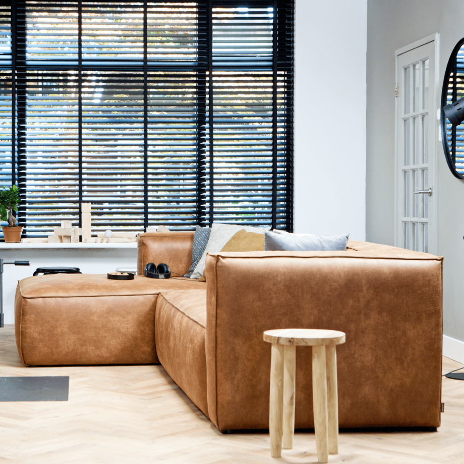 Bean hoekbank leder links cognac