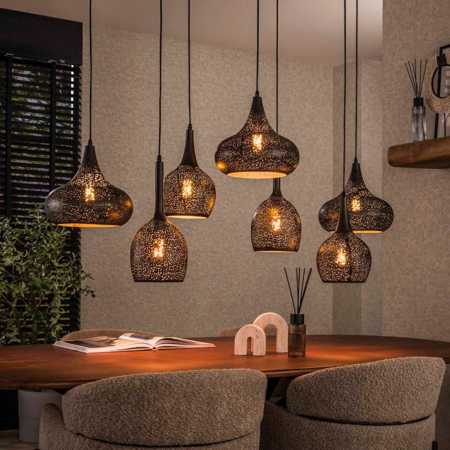 Fraaai Nelson hanglamp 4+3L - zwart