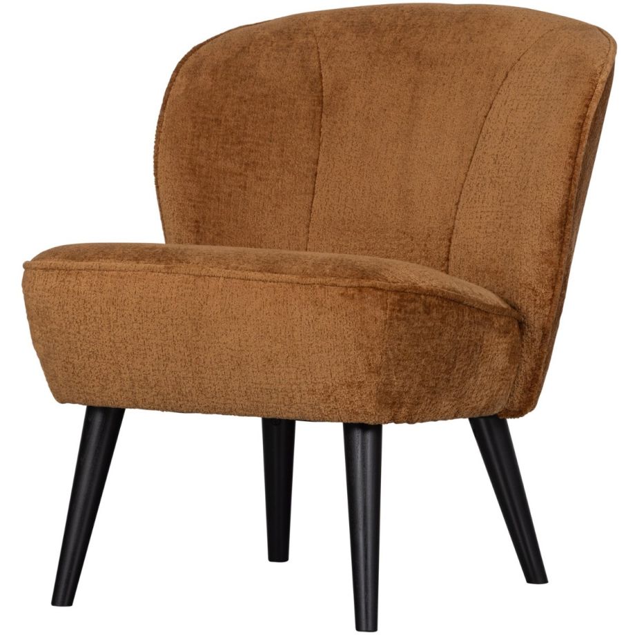 Sara fauteuil structure velvet - cognac