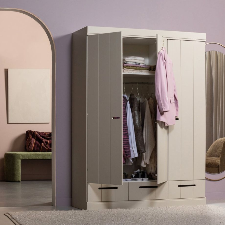 Woood Connect 3-deurs kledingkast - dust