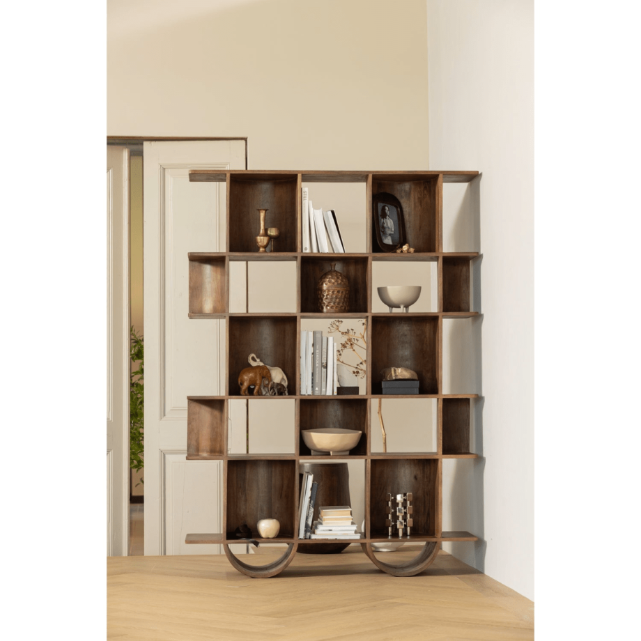 Sinne boekentkast hout 180x130 cm - walnoot