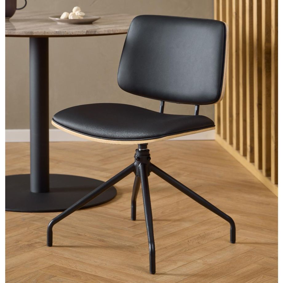 Nøra Yaro draaistoel | zwart metaal onderstel | PU leer - zwart