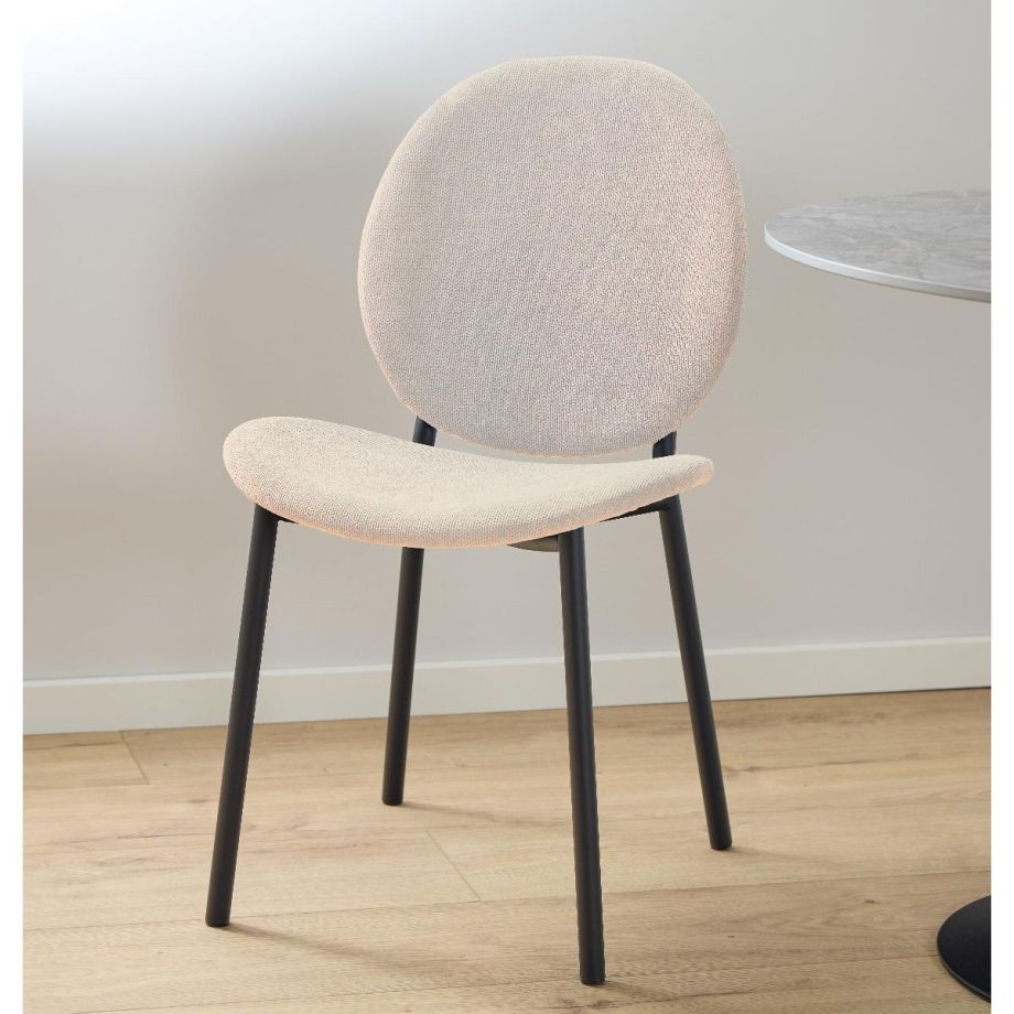 Nøra Mono eetkamerstoel | zwart metaal onderstel | stof Caso