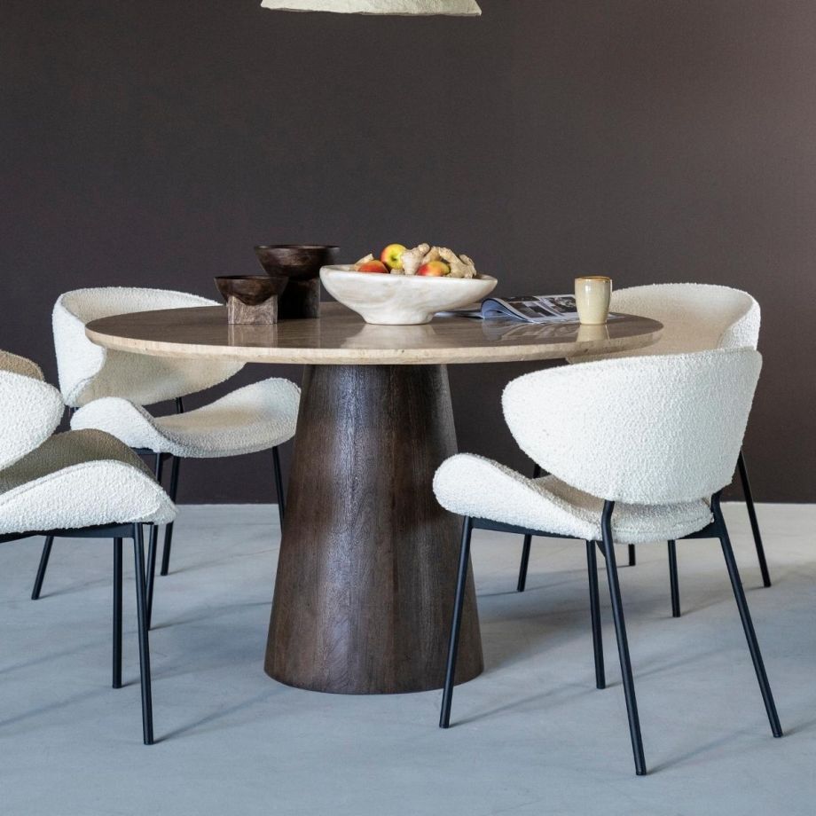 Ronde eettafel Aikin - Ø130x76 cm - travertin
