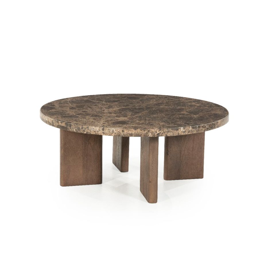 Lando salontafel rond ø80 cm marmer - bruin