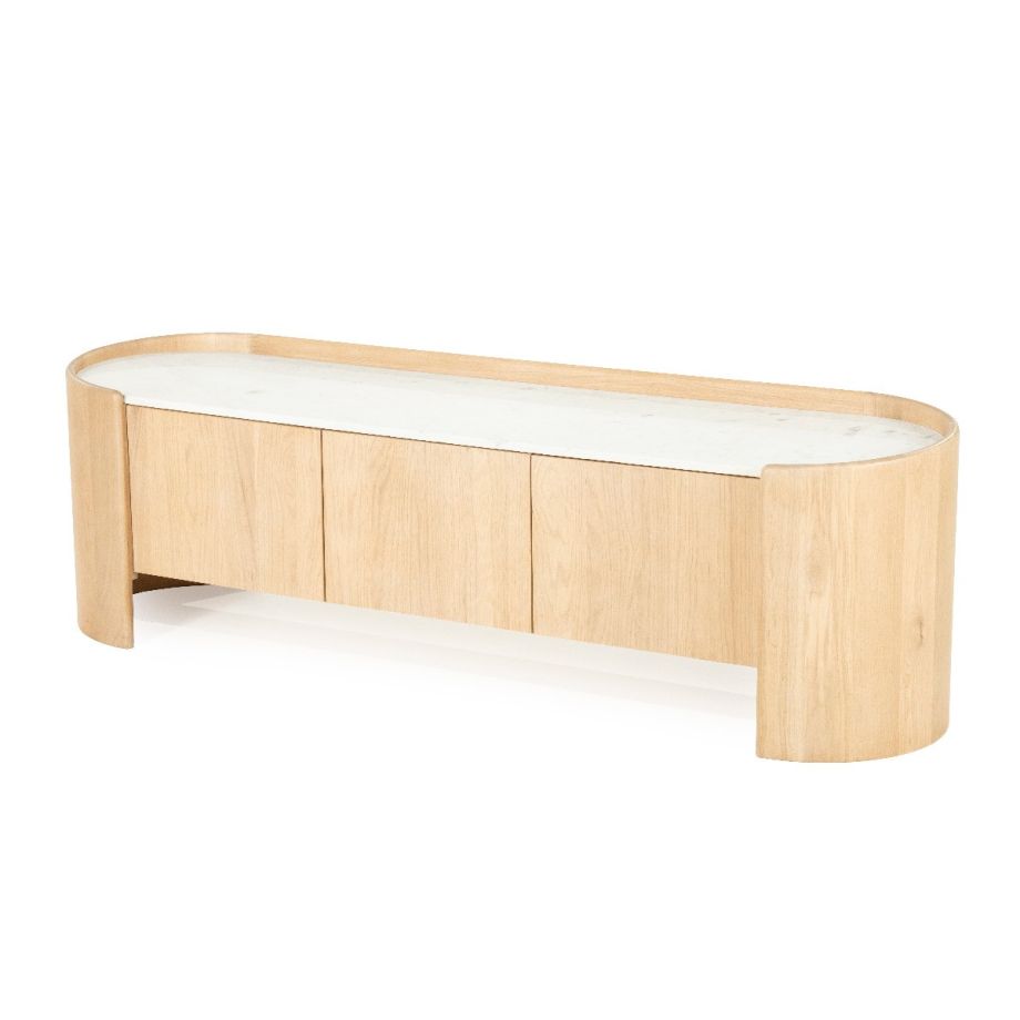 Don tv-meubel 165 cm - naturel hout/marmer