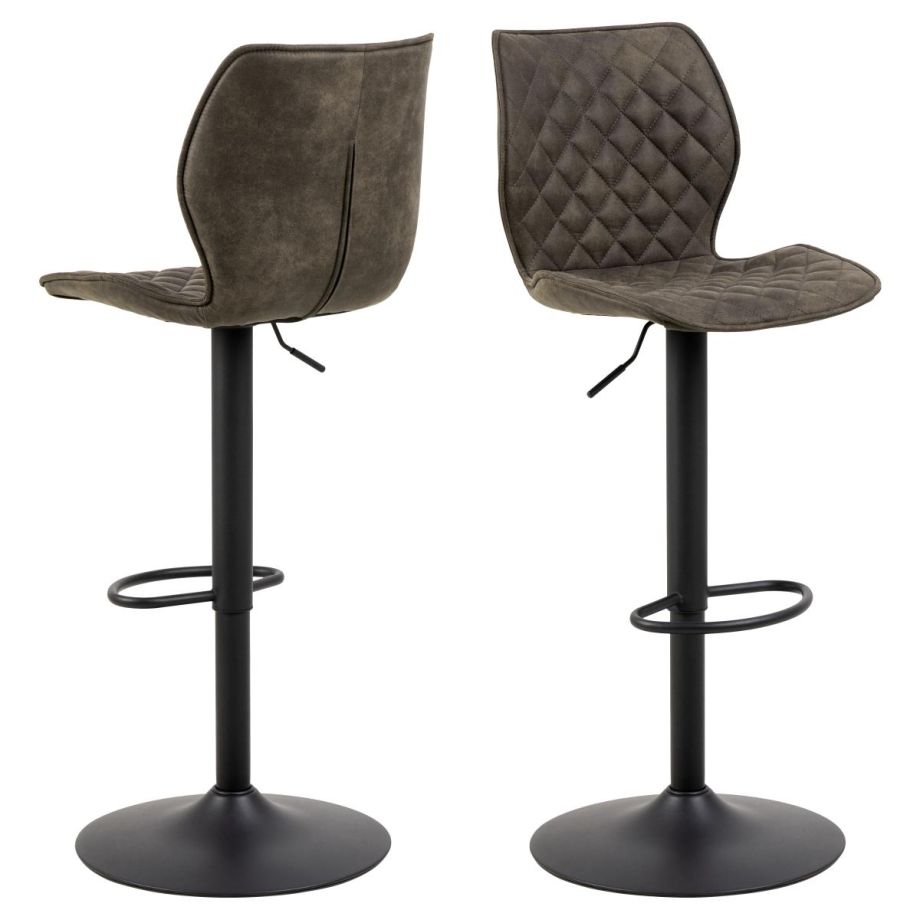 Nøra Joann verstelbare barstoel | zwart metaal onderstel | stof Preston - antraciet