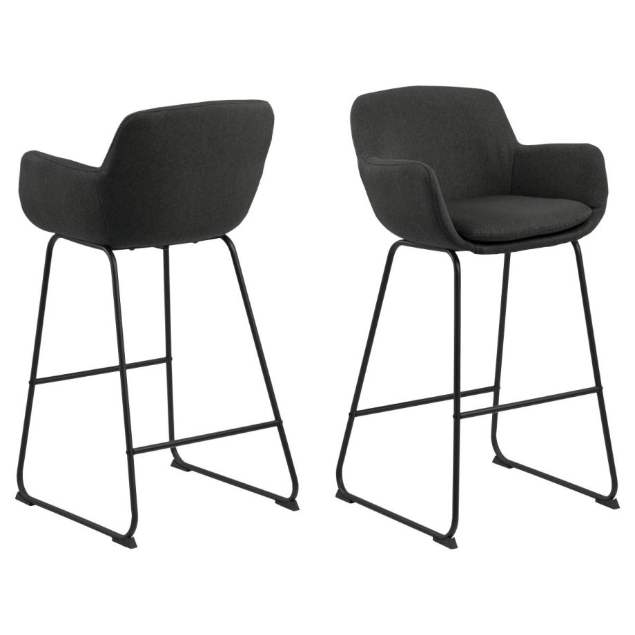 Nøra Lorraine barstoel | zwart metaal onderstel | stof Town - donkergrijs