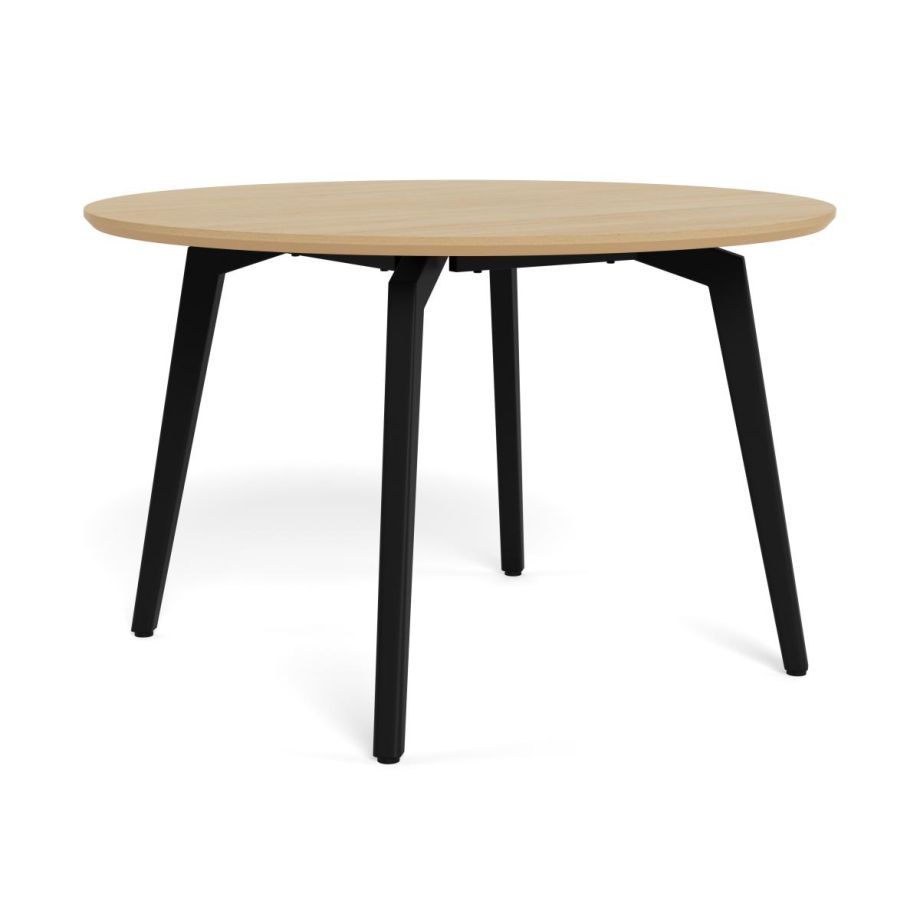 Nøra Laurens ronde eettafel Ø120x75 cm | zwart metaal onderstel | eikenfineer melamine - naturel
