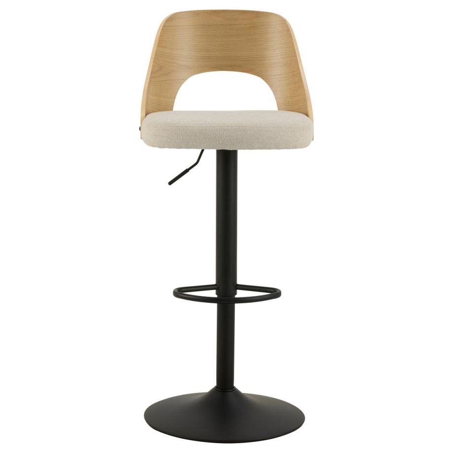 Nøra Jamaal verstelbare barstoel | zwart metaal onderstel | stof Apia - beige/naturel