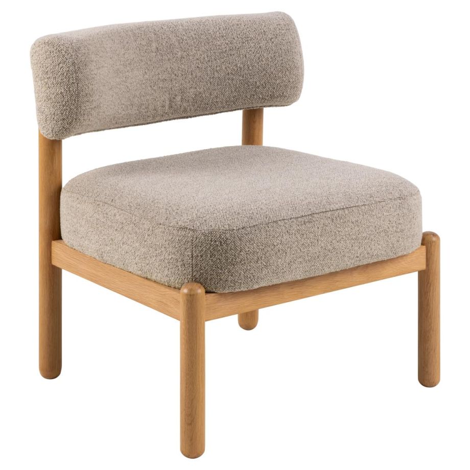 Nøra Hugo fauteuil | naturel eikenfineer onderstel | stof Monza - beige
