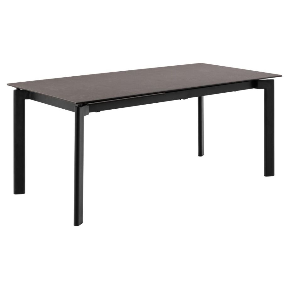 Nøra Leila rechthoekige uitschuiftafel 180/240x90x76 cm | grijs metaal onderstel | ruw keramiek - grijs