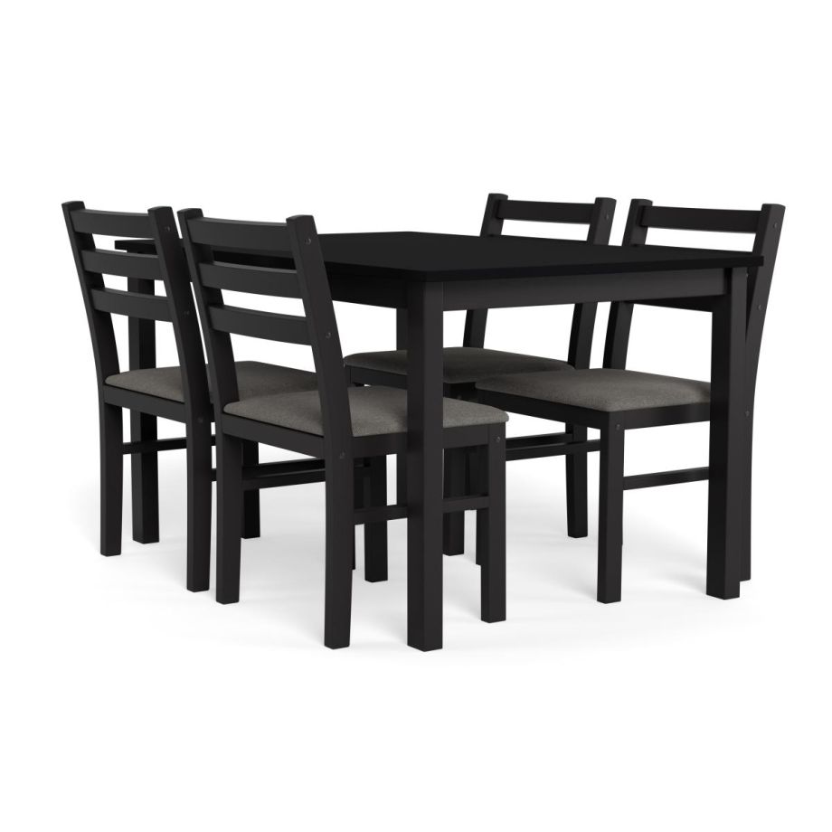 Nøra Tobias rechthoekige eettafel 110x70x74.5 cm + 4 eetkamerstoelen