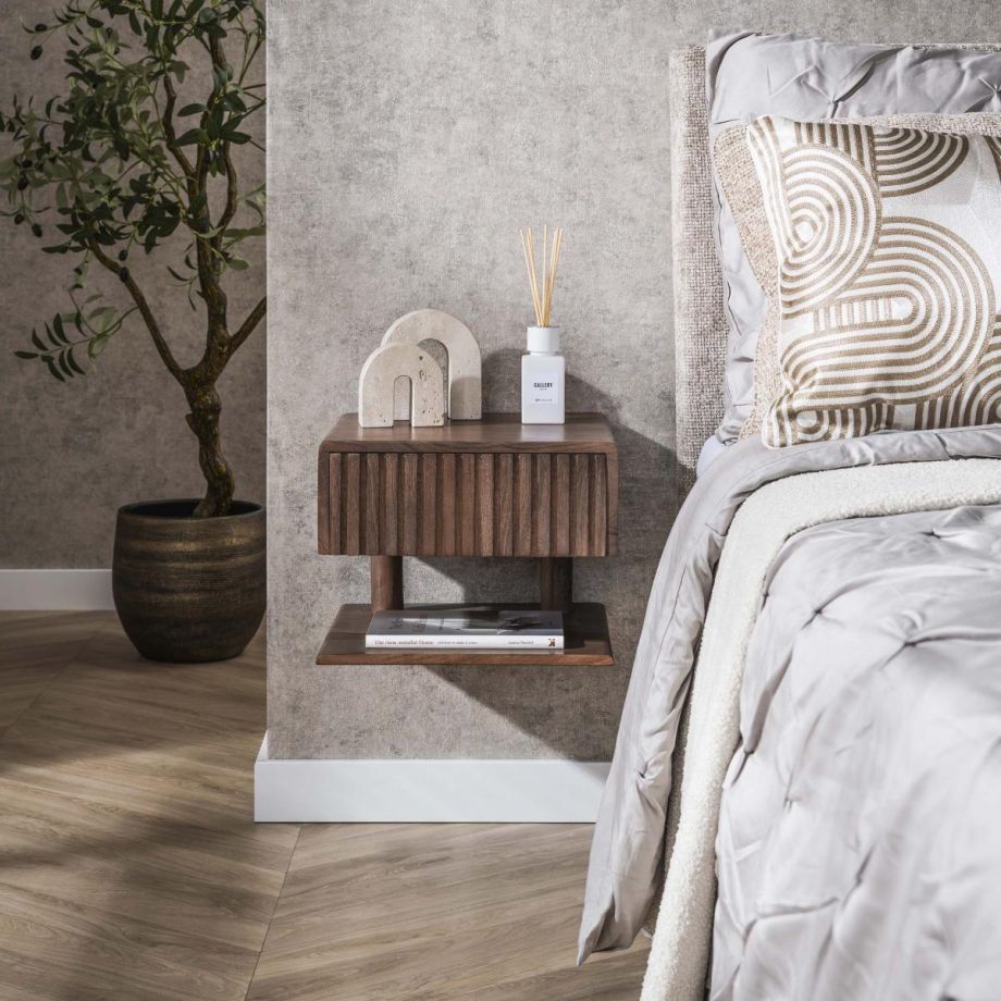 Marino zwevend nachtkastje - 1 lade en legplank- acaciahout