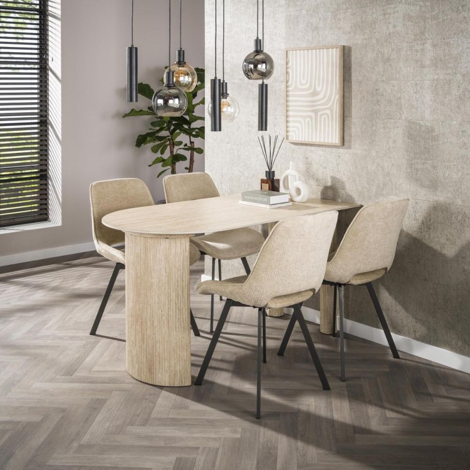 Dexter halfronde bartafel - 140 x 80 cm - travertin look