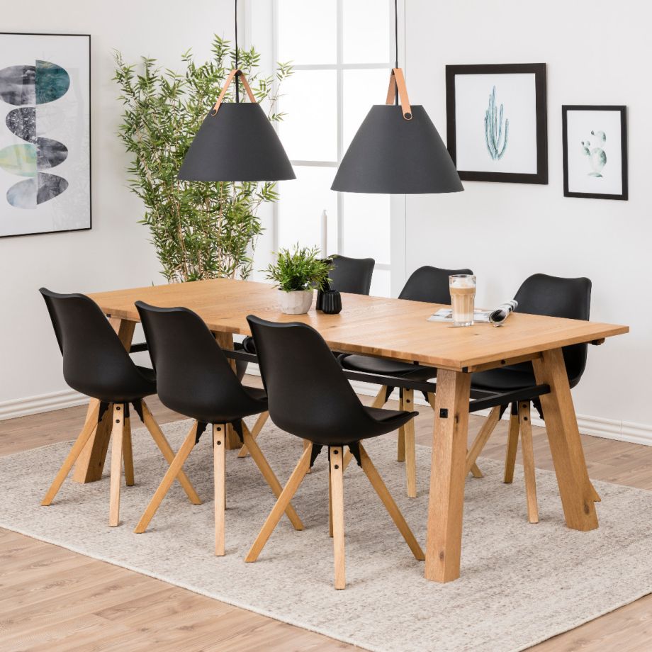 Sona eetkamerstoel | oak onderstel | PU leer - zwart