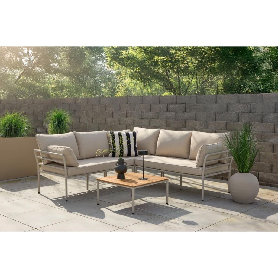 Jamal loungeset  - hoekbank en tafel - beige/zand