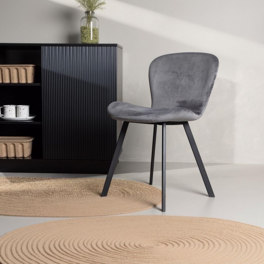 Svea Jilla eetkamerstoel - velvet - grijs