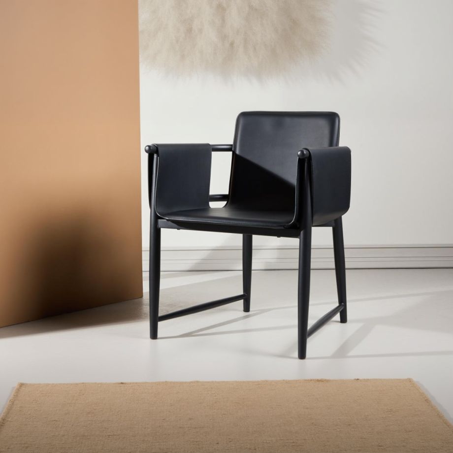 Svea Sanjay stoel - lederlook - zwart